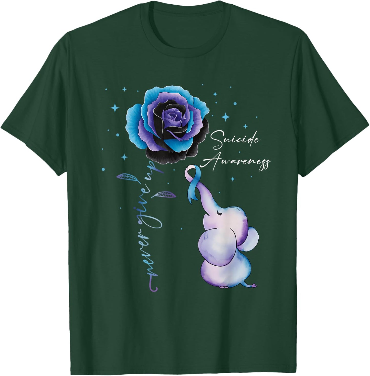 Suicide Prevention Awareness Elephant Sunflower Teal Purple T-Shirt - T-Shirt | Forest