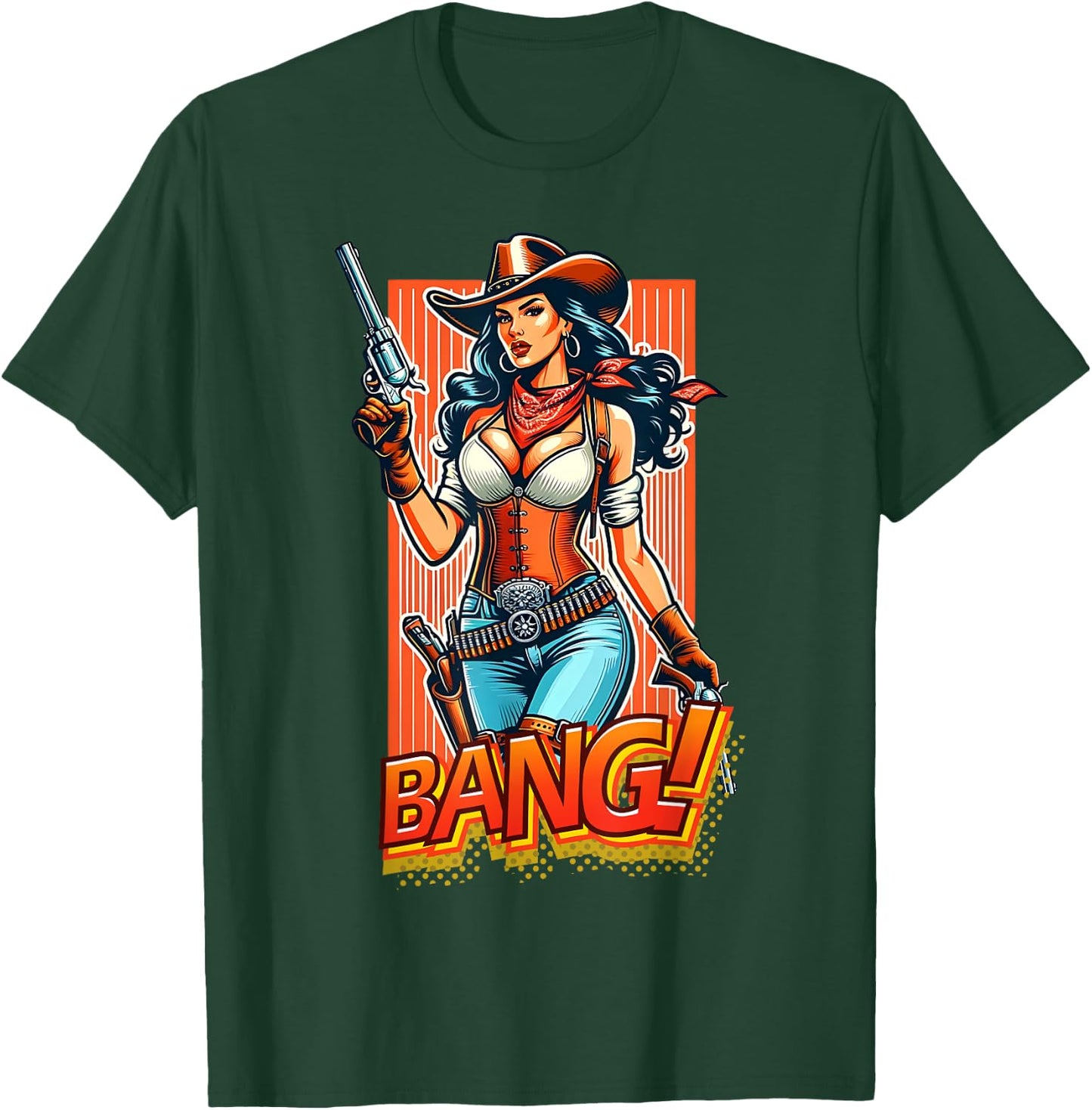 Cowboy Western Gun Range Country Cowgirl Bang T-Shirt - T-Shirt | Forest