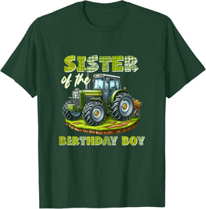 Sister Of The Birthday Boy Tractor Family Matching T-Shirt - T-Shirt | Forest