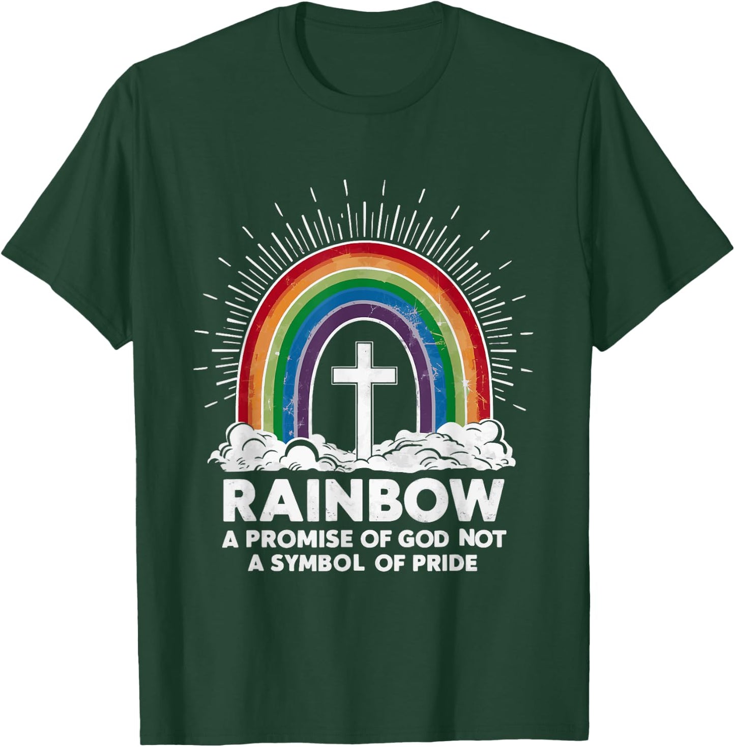 Rainbow A Promise Of God Not A Symbol Of Pride T-Shirt - T-Shirt | Forest