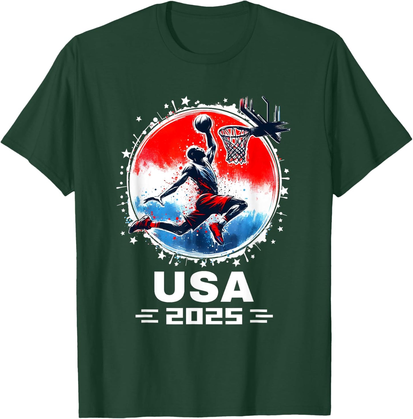 Basketball Team 2025 Basketball Apparel 2025 USA Team 2025 T-Shirt - T-Shirt | Forest