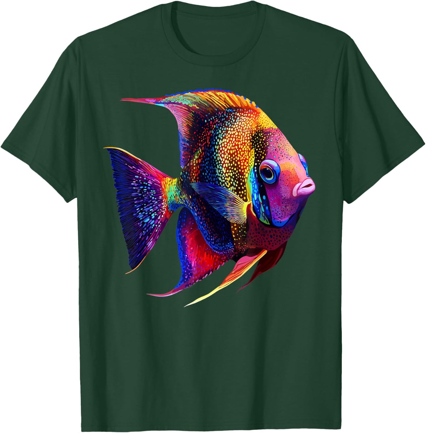 Colorful Angelfish Aquarium Fish Lover Women Black T-Shirt - T-Shirt | Forest