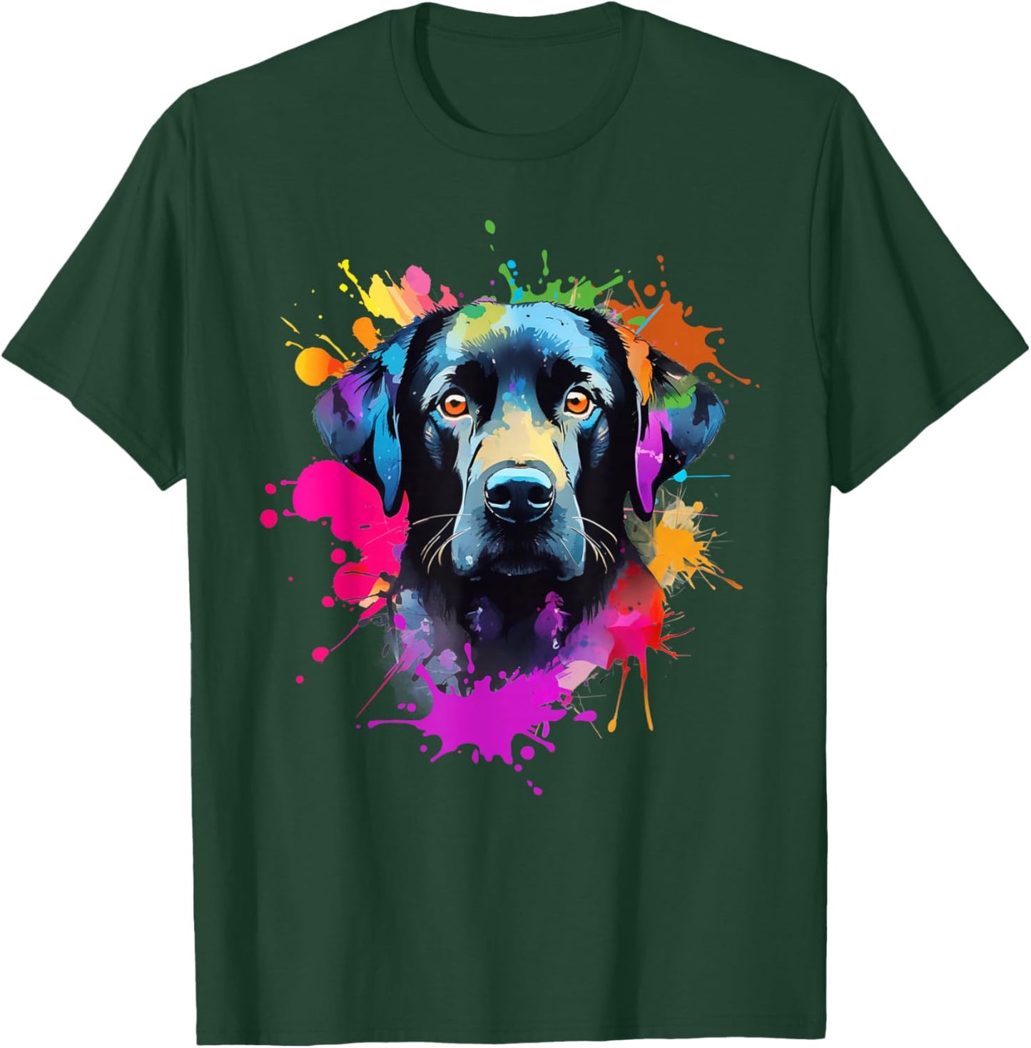 Colourful Labrador Black Retriever Lab Splash Paint Art T-Shirt - T-Shirt | Forest