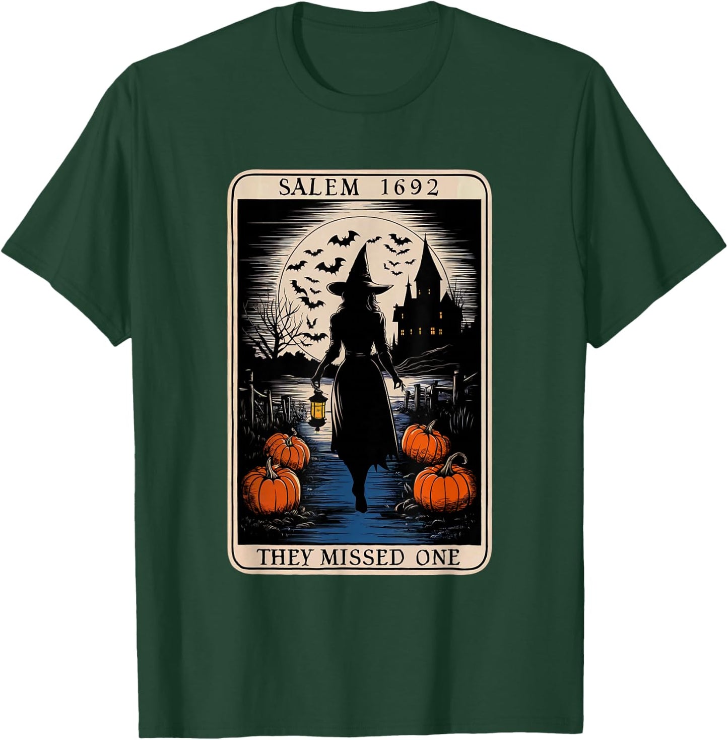 Salem 1692 They Missed One Halloween Tarot Card Witch Trials T-Shirt - T-Shirt | Forest