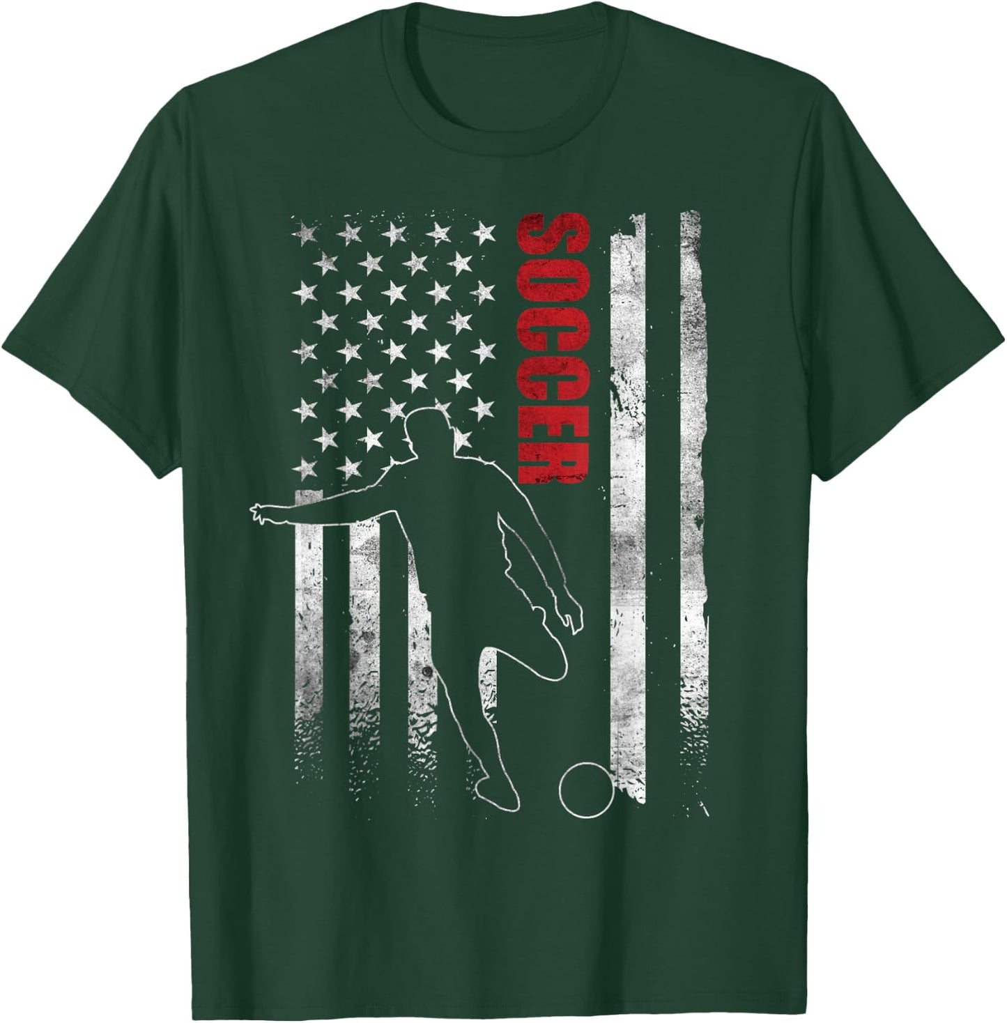 Soccer Apparel American Flag Soccer Player US Flag T-Shirt - T-Shirt | Forest