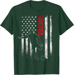 Soccer Apparel American Flag Soccer Player US Flag T-Shirt - T-Shirt | Forest