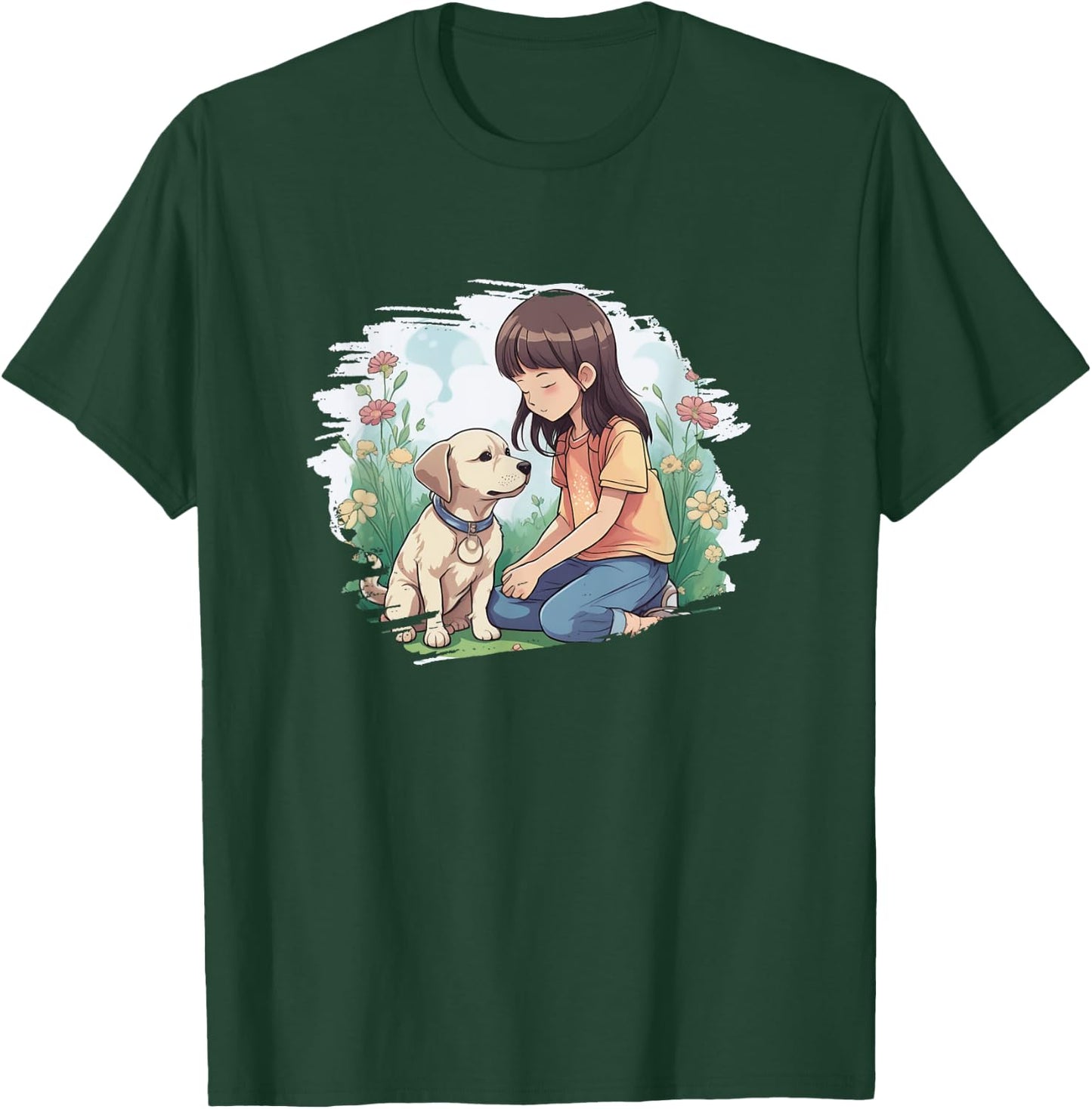 Cute dog shows unconditional affection to girl puppy lover T-Shirt - T-Shirt | Forest