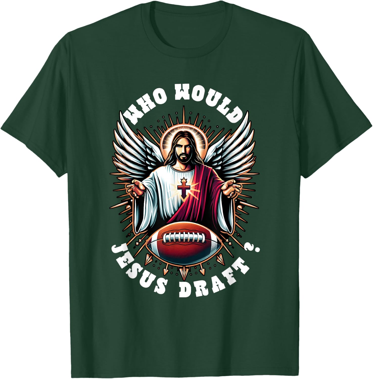 Who Would Jesus Draft Funny Fantasy Football Christian Sport T-Shirt - T-Shirt | Forest