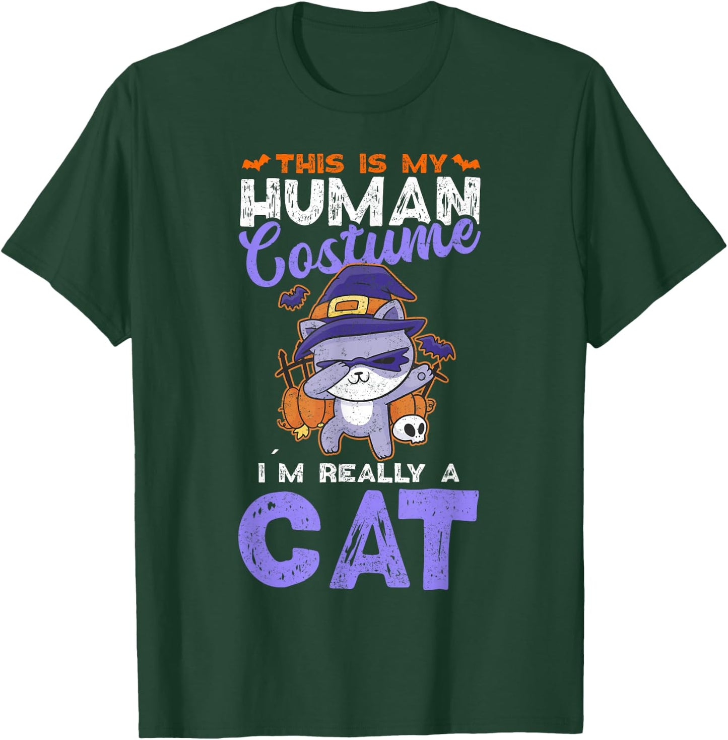This Is My Human Costume I´m Really A Cat Halloween T-Shirt - T-Shirt | Forest