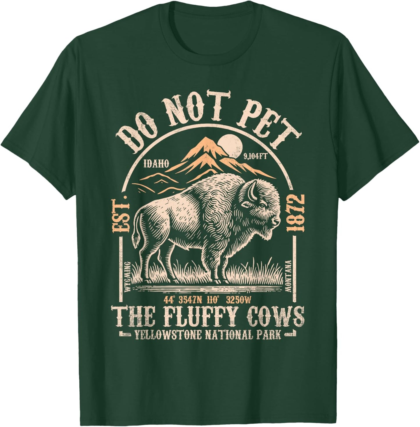 Vintage Do Not Pet The Fluffy Cows American Bison T-Shirt - T-Shirt | Forest