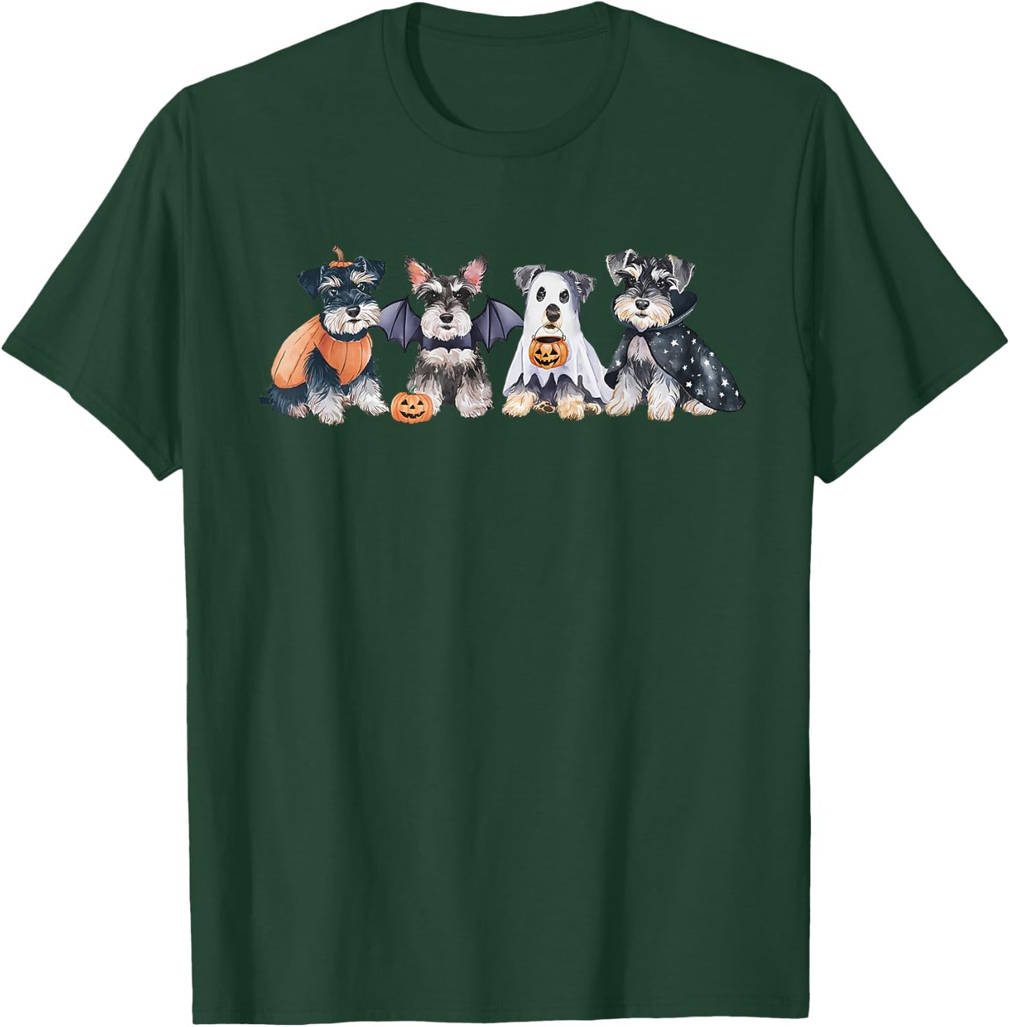 Cute Ghost Witch Miniature Schnauzer Halloween Dog Lover T-Shirt - T-Shirt | Forest