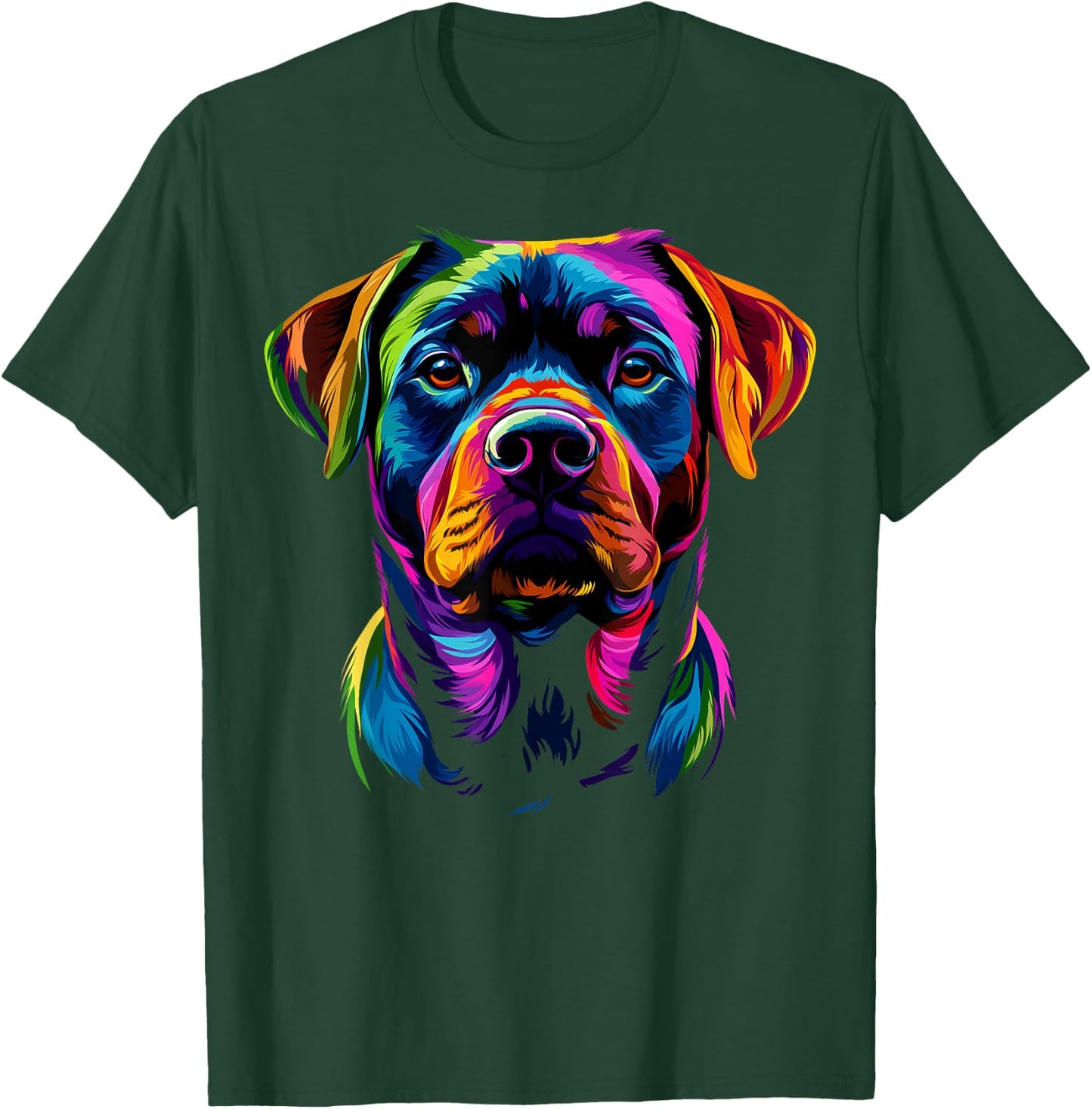 Colorful Rottweiler Face Rottie Dog Lover Men Women Black T-Shirt - T-Shirt | Forest
