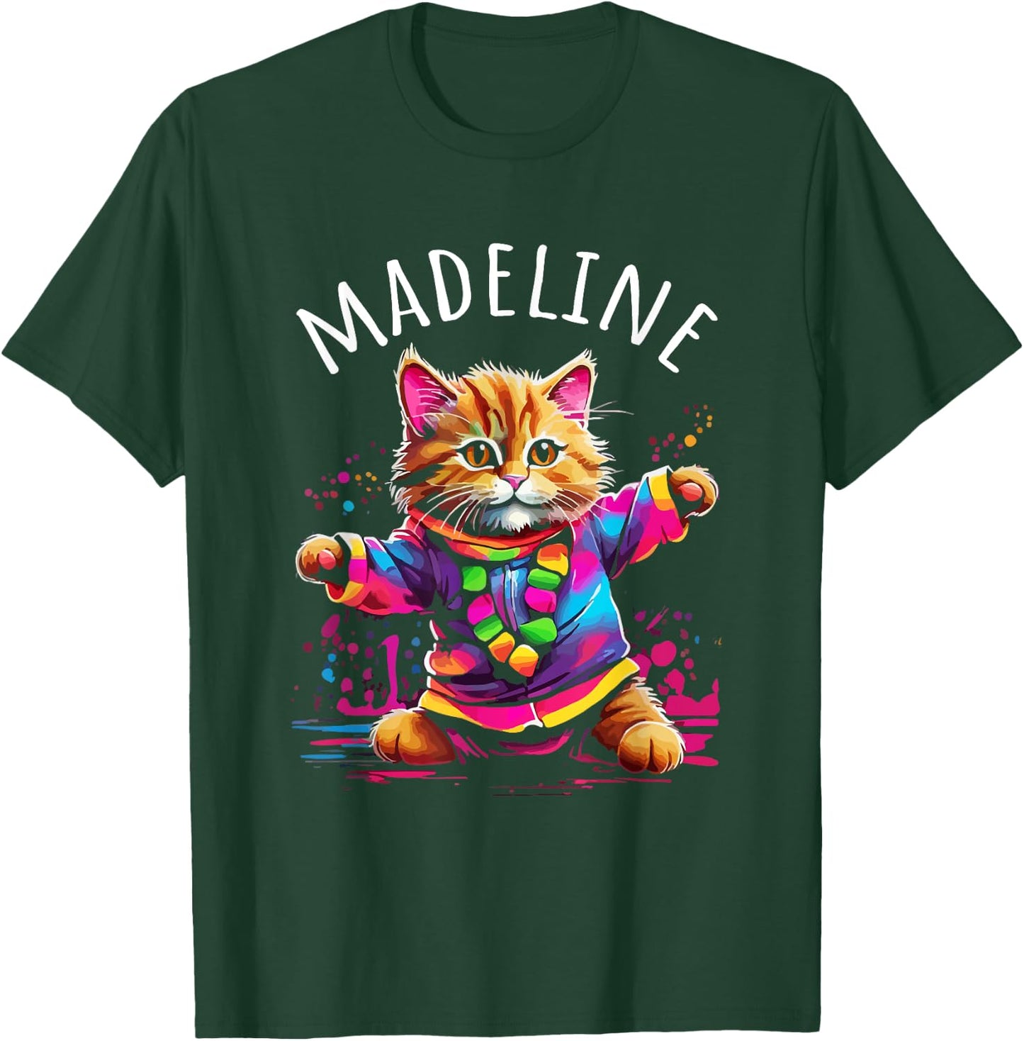 Madeline Dancing Kitty Cat Design for Girls Name Madeline T-Shirt - T-Shirt | Forest