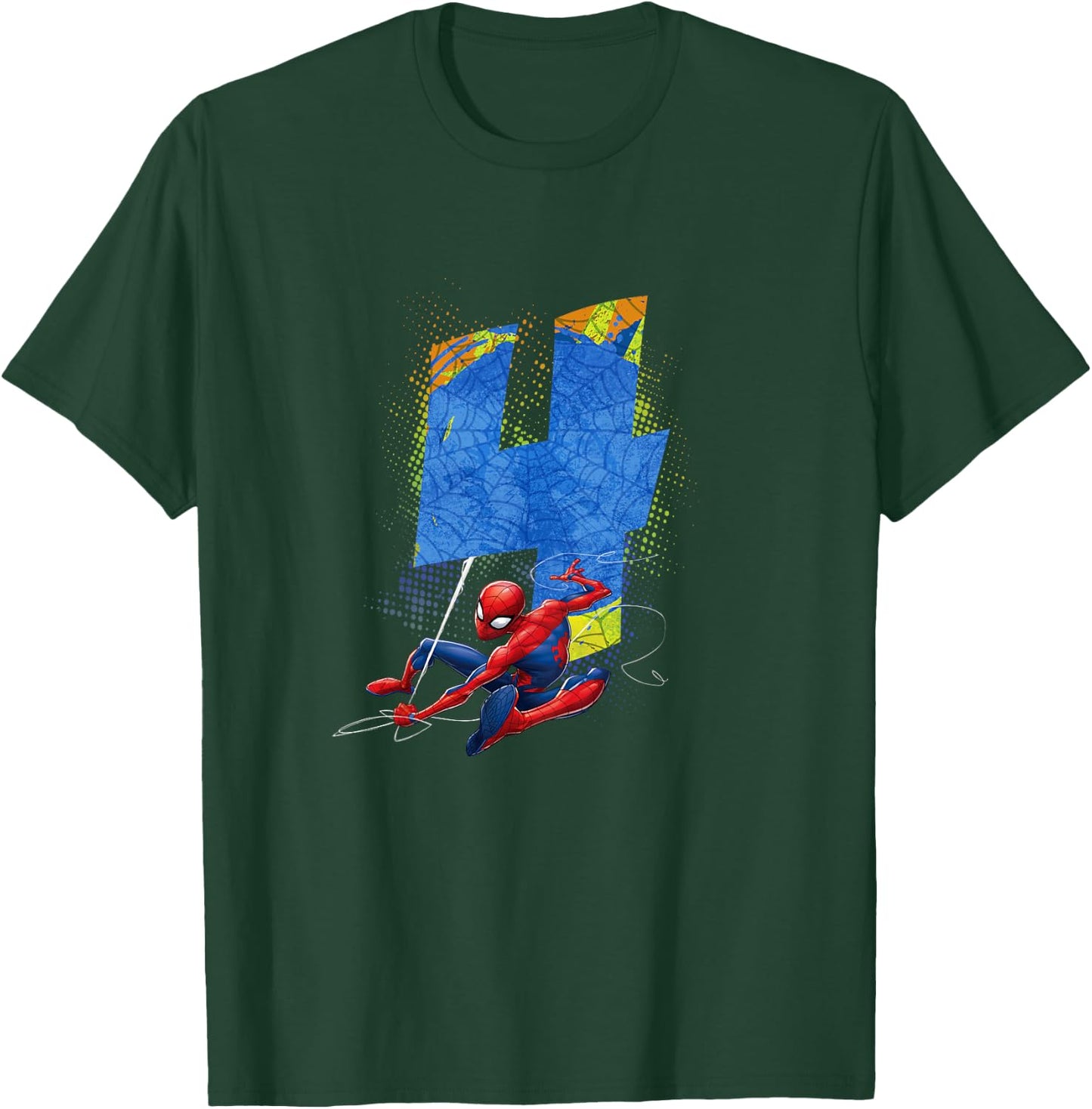Kids Marvel Super Heroes Spider-Man 4 Year Old Fourth Birthday T-Shirt - T-Shirt | Forest
