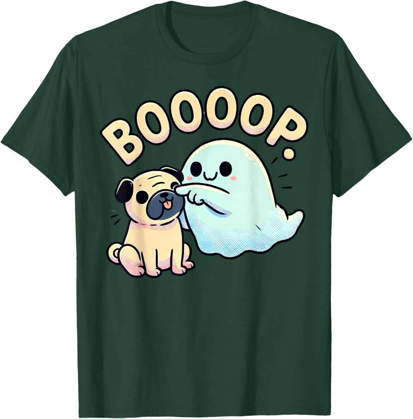 Funny Halloween Ghost Pug Boop Silly Puppy Dog Humor T-Shirt - T-Shirt | Forest