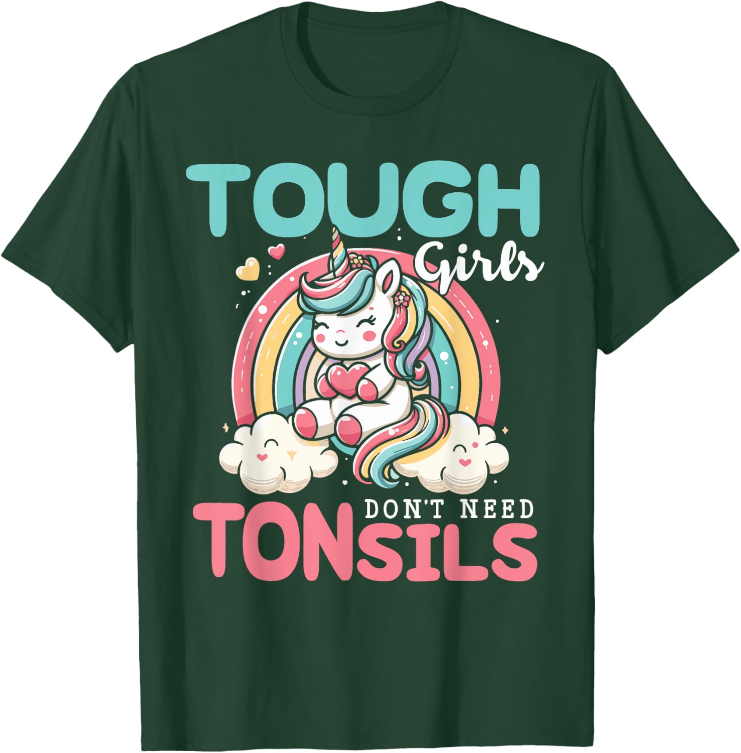 Tonsil Surgery Recovery Shirt Girls Unicorn Tonsil Removal T-Shirt - T-Shirt | Forest