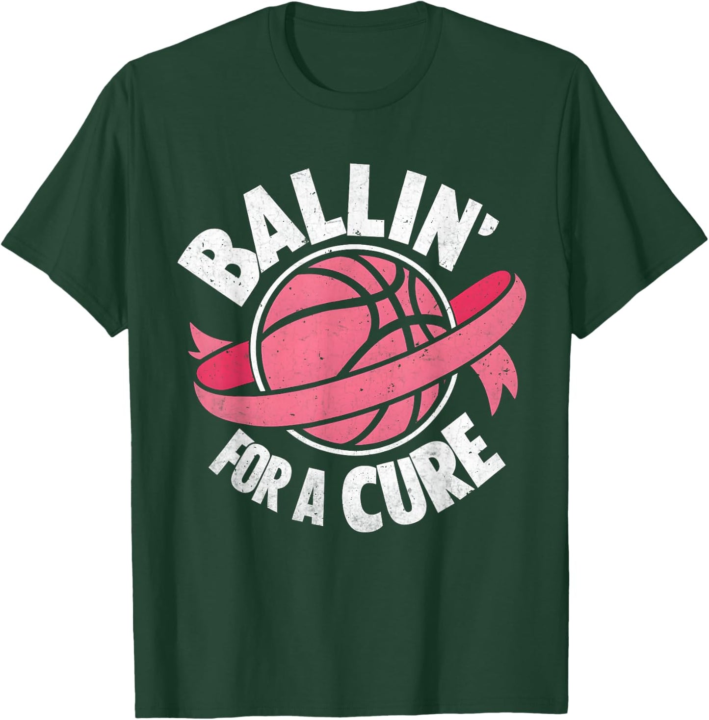 Ballin For A Cure Basketball Breast Cancer Awareness Kids T-Shirt - T-Shirt | Forest