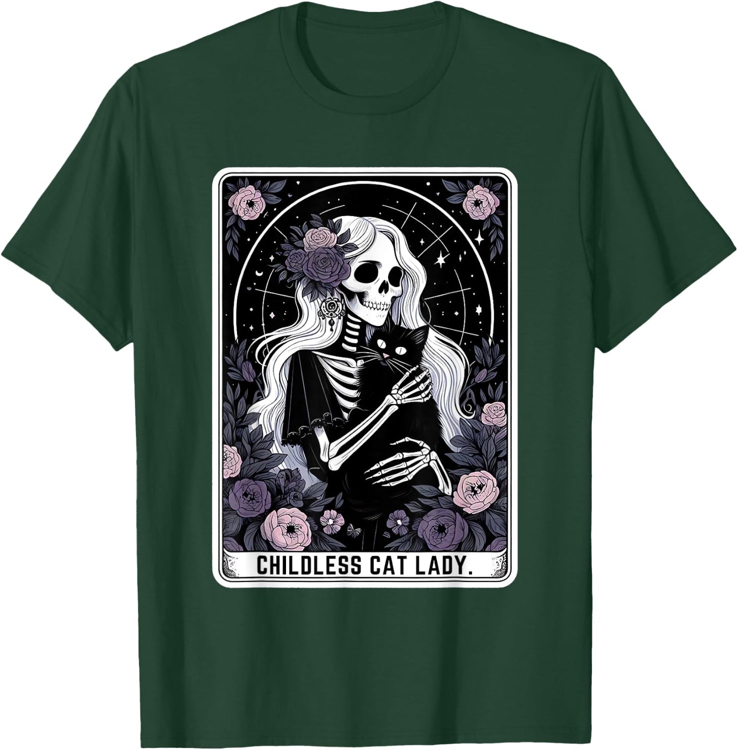 Childless Cat Lady Cute Gothic Skeleton Tarot Card Women T-Shirt - T-Shirt | Forest