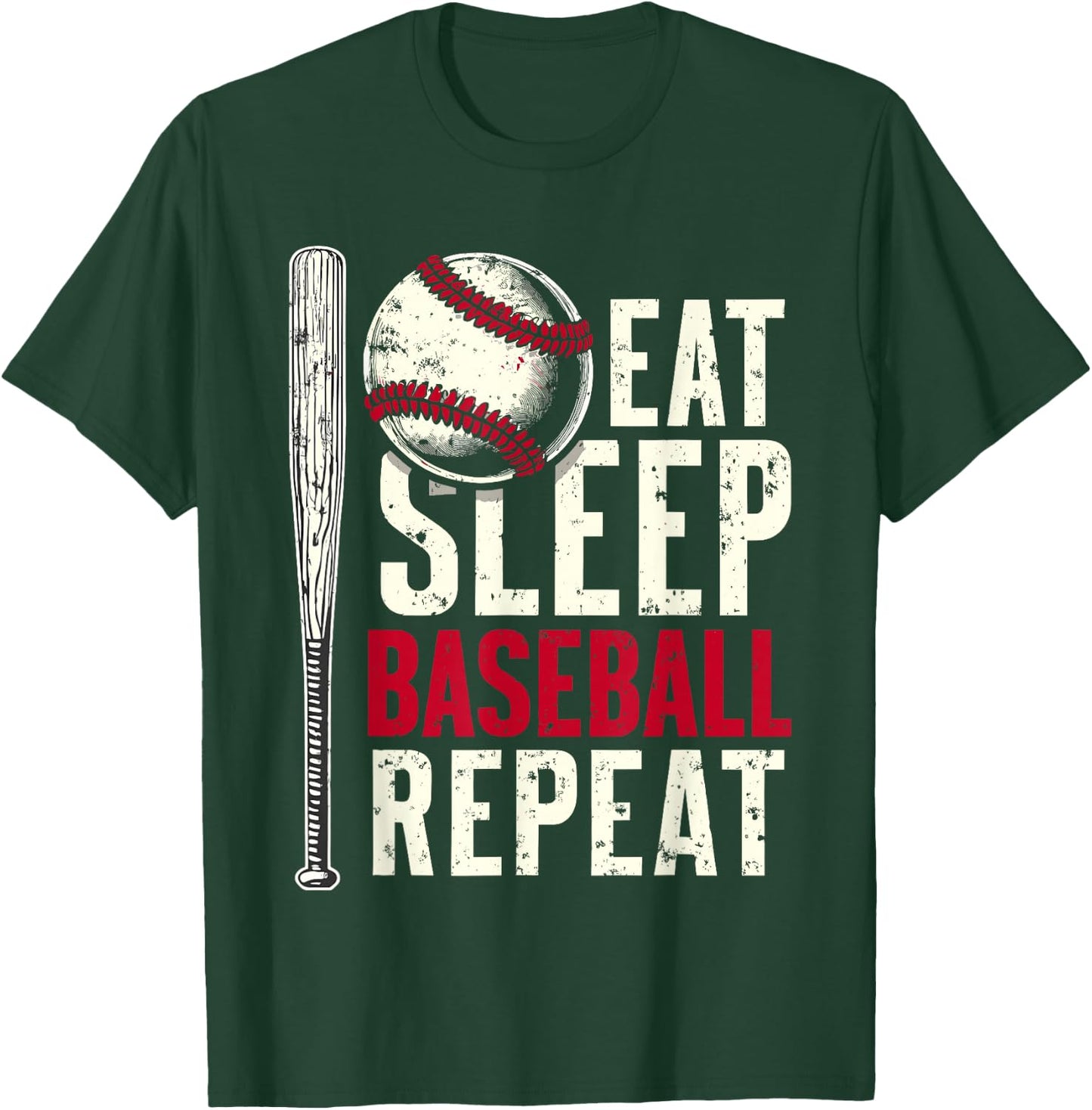 Eat Sleep Baseball Repeat Funny Baseball Player T-Shirt - T-Shirt | Forest