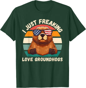 Retro Groundhogs I Just Freaking Love Groundhogs Lover T-Shirt - T-Shirt | Forest