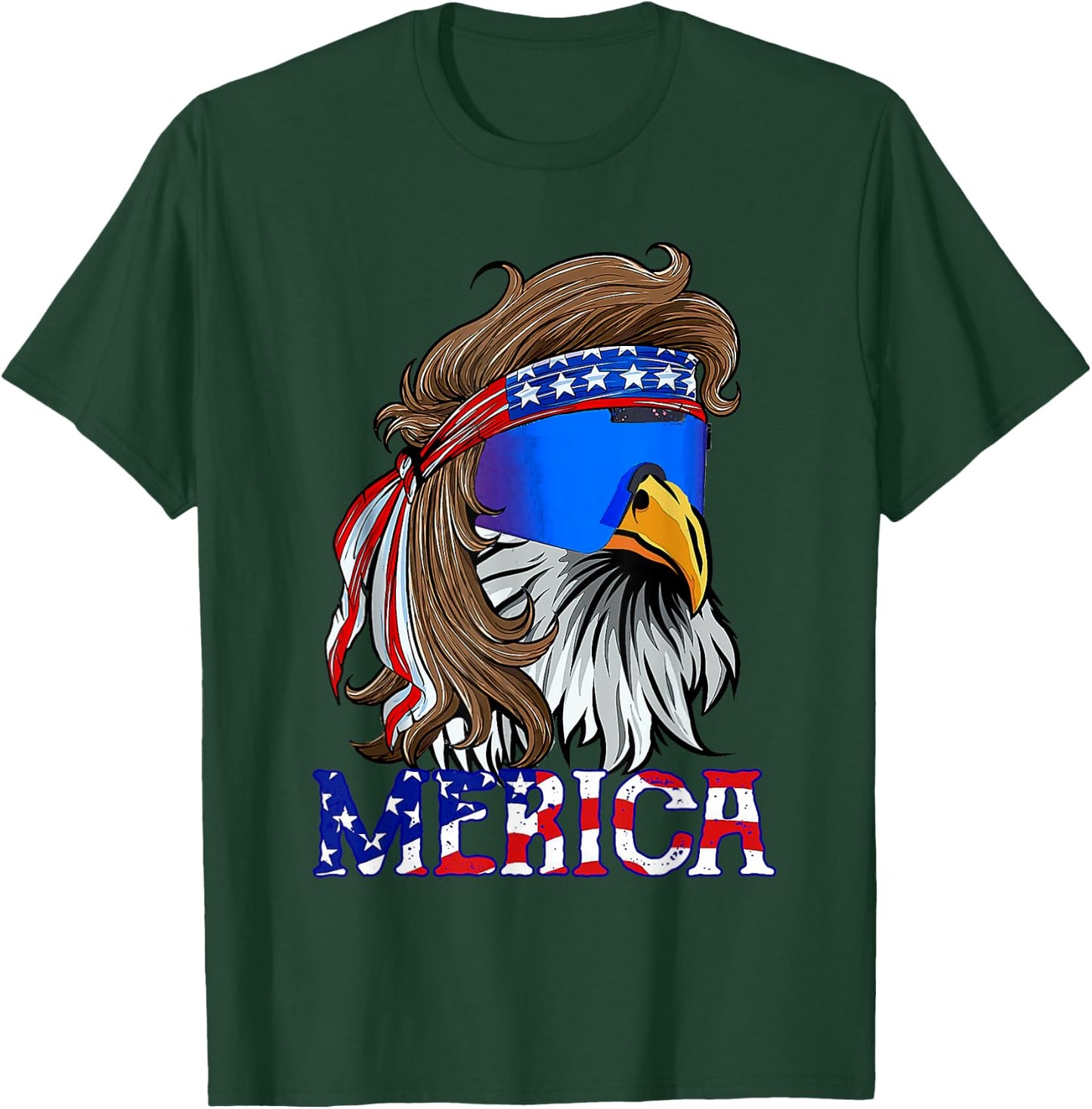 Eagle Mullet Sunglasses Merica 4th Of July USA American Flag Women Kids Men T-Shirt - T-Shirt | Forest