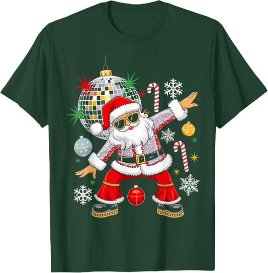 Disco Santa Christmas Music Retro Groovy 70s 80s Hippie T-Shirt - T-Shirt | Forest