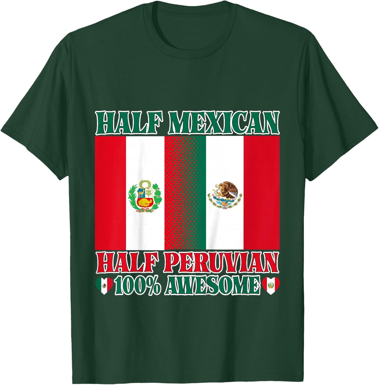 Half Mexican Half Peruvian Toddler Mexico Peru Flag Girl Boy T-Shirt - T-Shirt | Forest