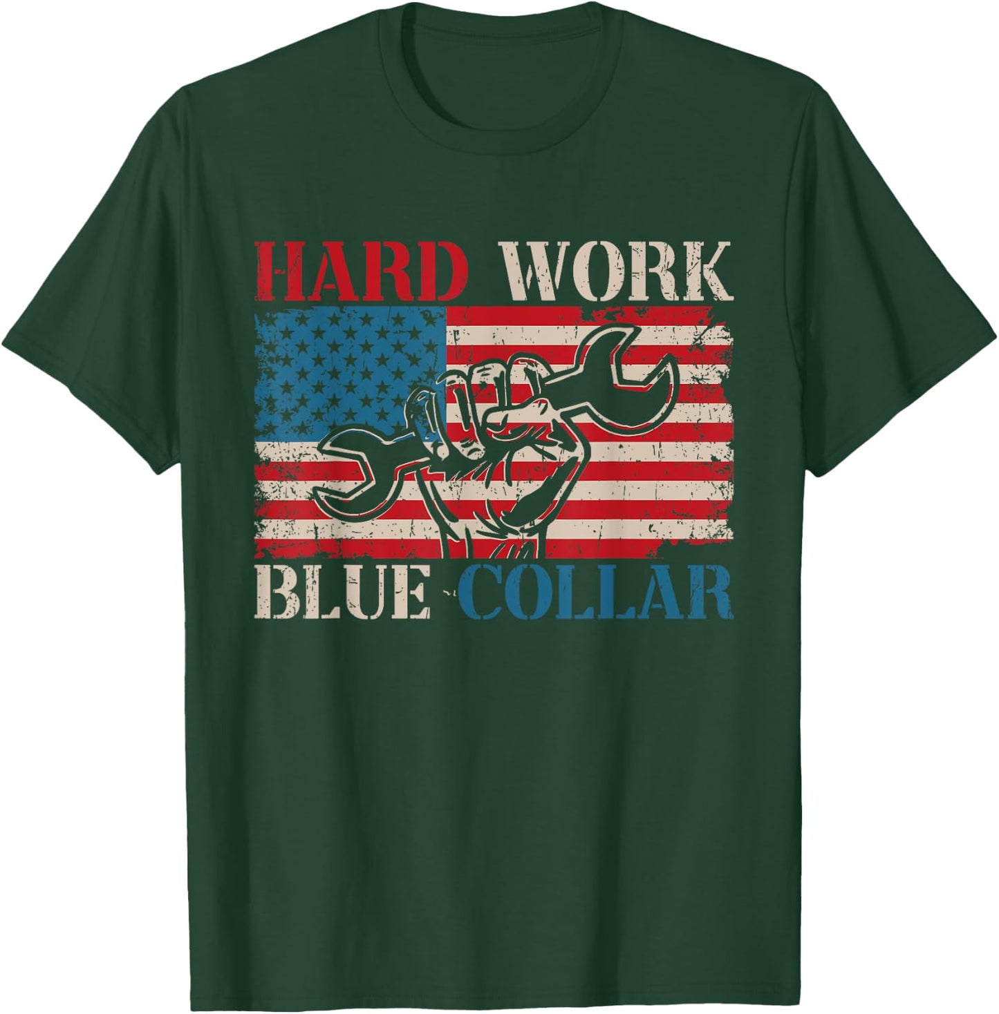 American Roughneck Mechanic Blue Collar Worker T-Shirt - T-Shirt | Forest