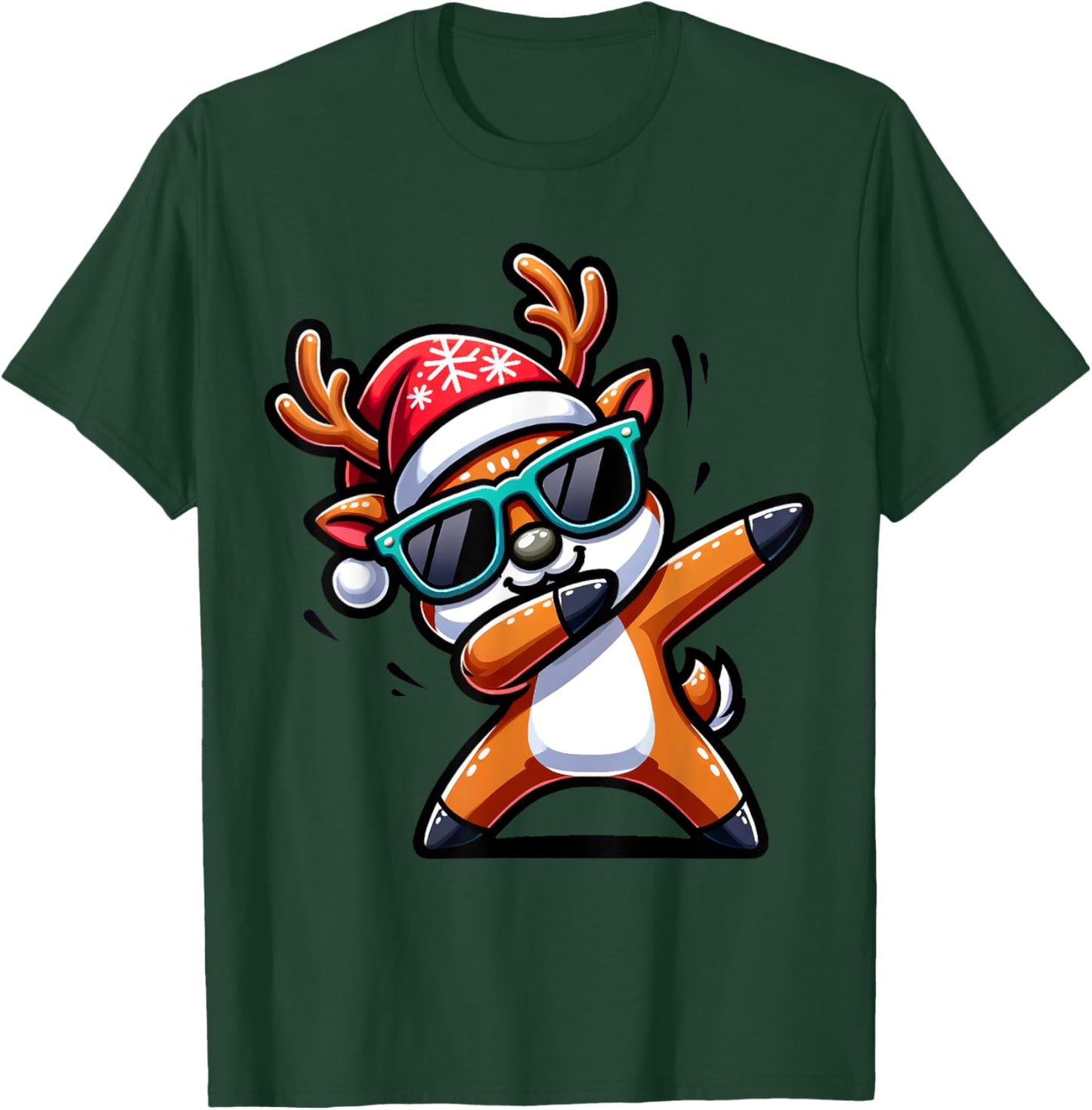 Christmas Reindeer Boys Dabbing Reindeer Santa Xmas Funny T-Shirt - T-Shirt | Forest