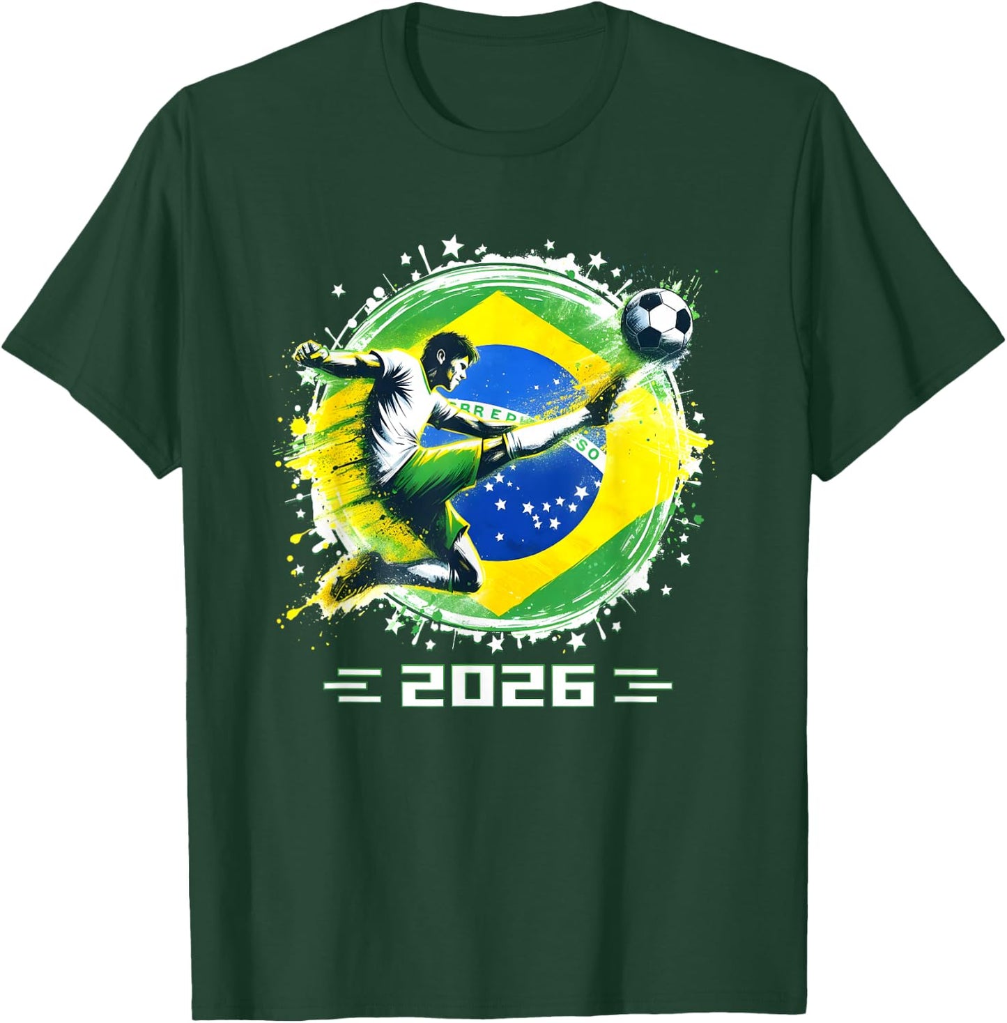 Brazil Player Sports Vintage Men Boys Brasil 2026 T-Shirt - T-Shirt | Forest