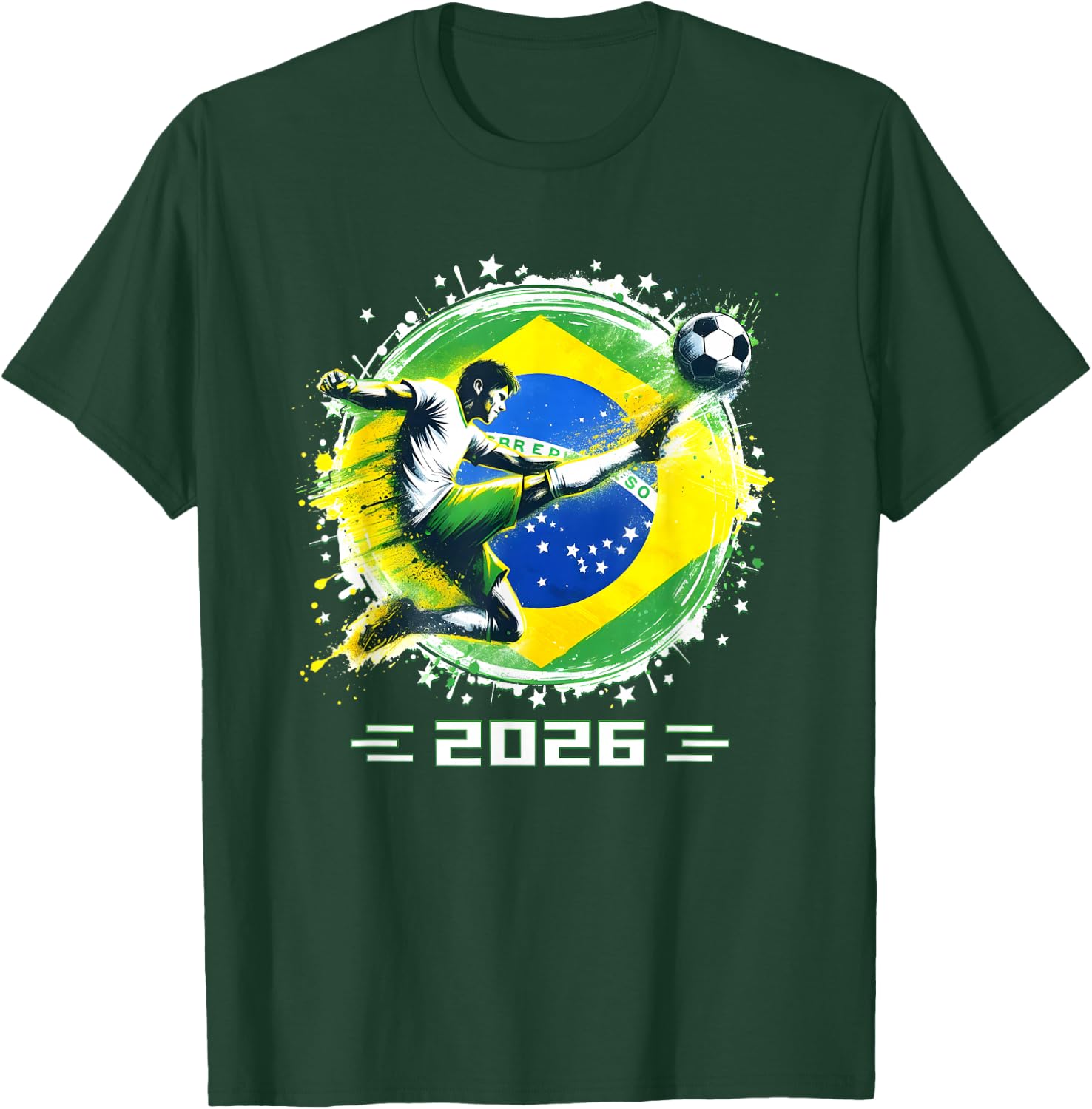 Brazil Player Sports Vintage Men Boys Brasil 2026 T-Shirt - T-Shirt | Forest