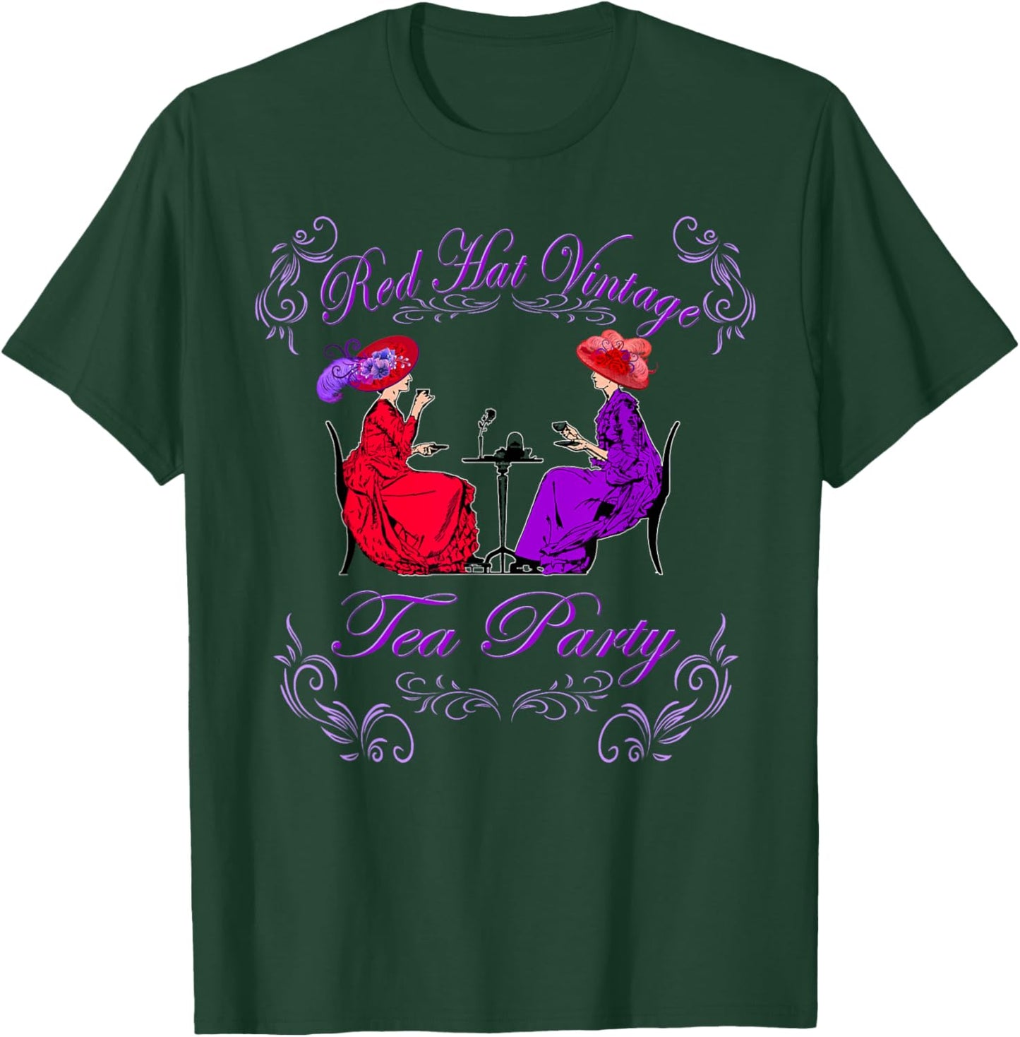 Red Hat Vintage Tea Party T-Shirt - T-Shirt | Forest