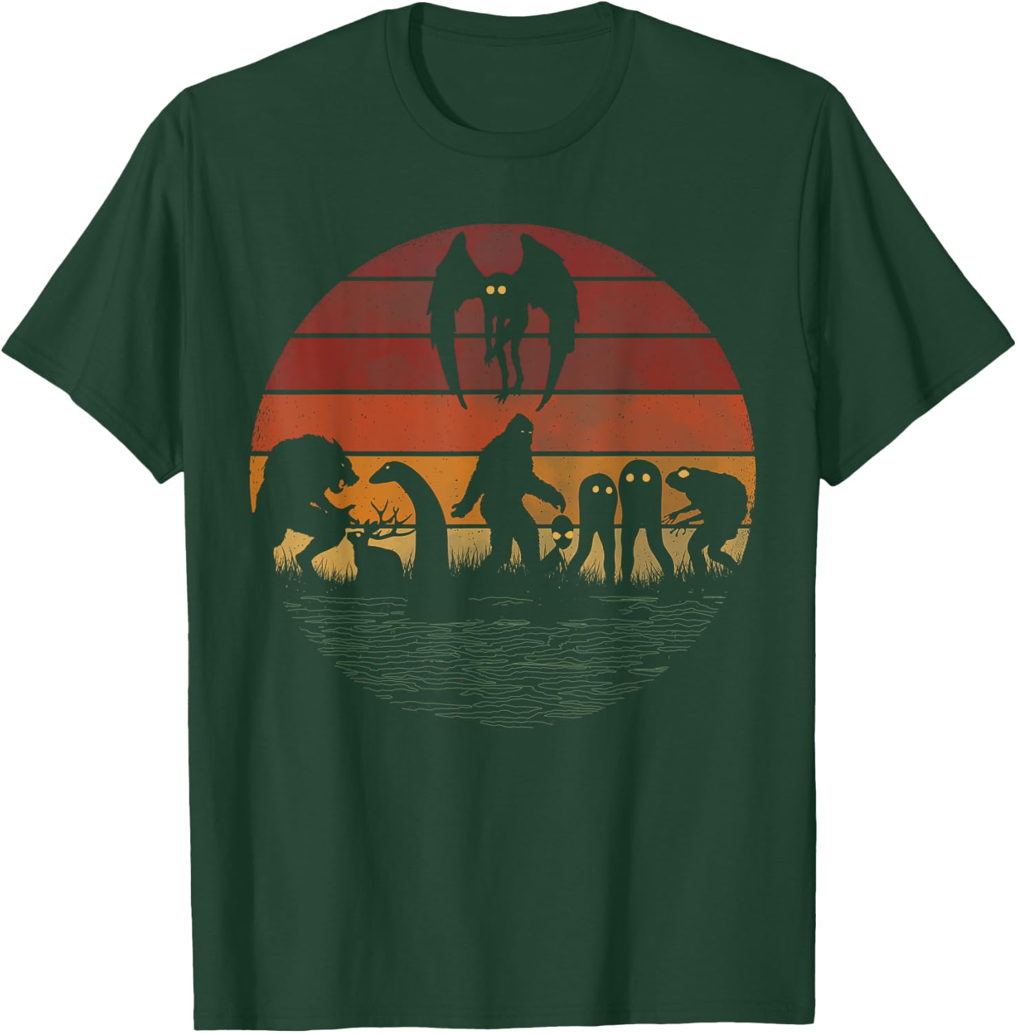 Bigfoot Sasquatch Loch Ness Monster Mothman Funny Cryptid T-Shirt - T-Shirt | Forest