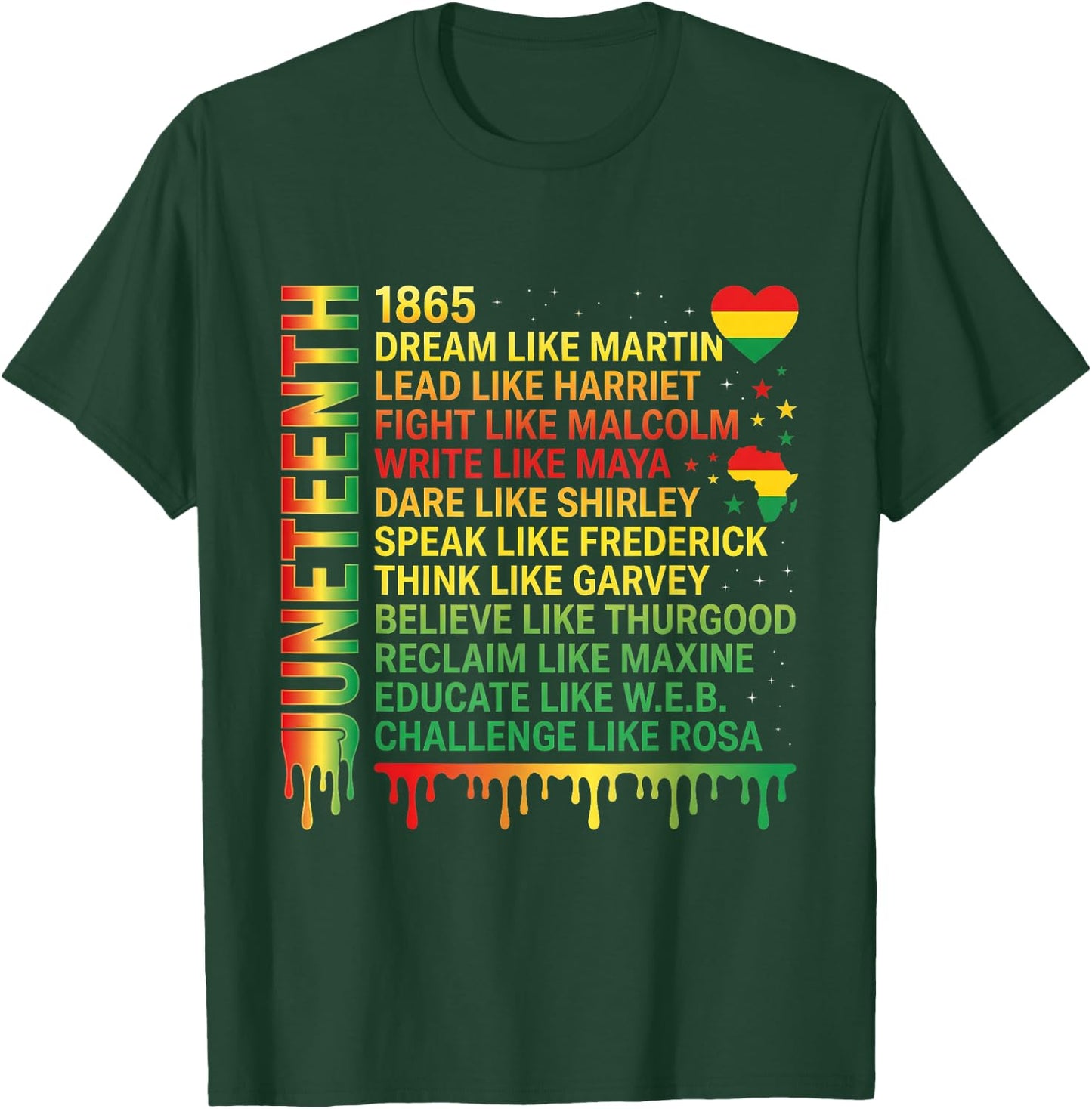Juneteenth Dream Like Martin Black History Leaders Art T-Shirt - T-Shirt | Forest
