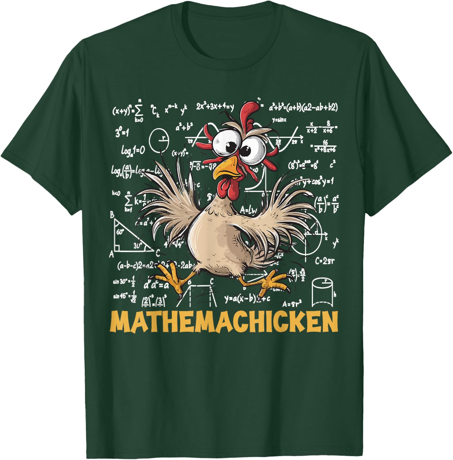 Mathemachicken Funny Chicken Math Teacher Back To School T-Shirt - T-Shirt | Forest