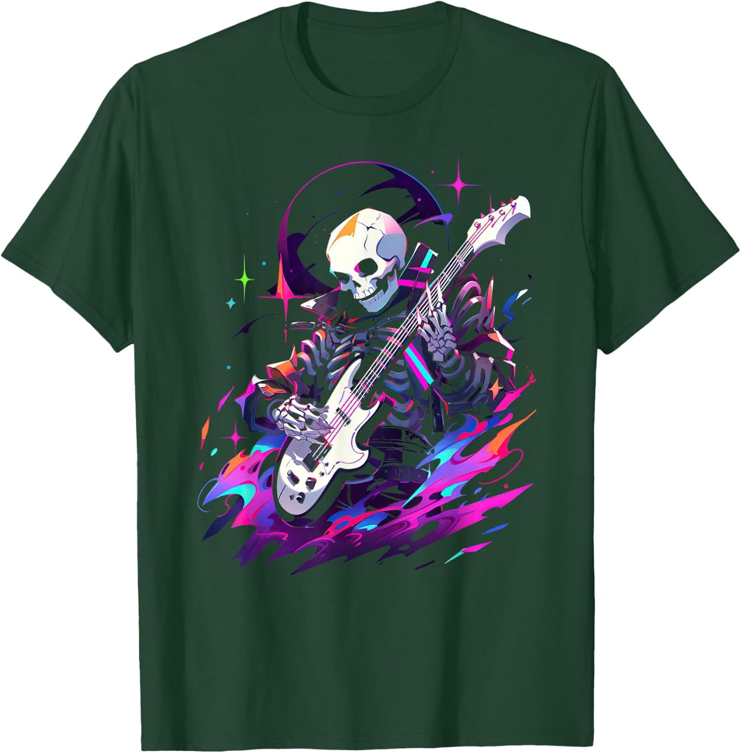 Skeleton playing guitar ,Rock Star Shredding Guitar T-Shirt - T-Shirt | Forest