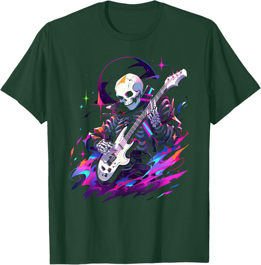 Skeleton playing guitar ,Rock Star Shredding Guitar T-Shirt - T-Shirt | Forest