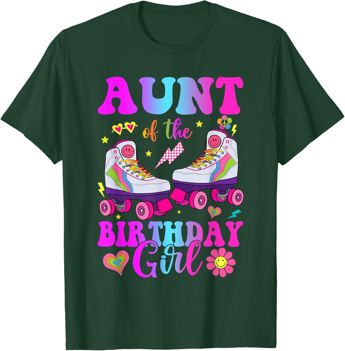 Let's Roll Aunt of the Birthday girl Roller Skate Birthday T-Shirt - T-Shirt | Forest