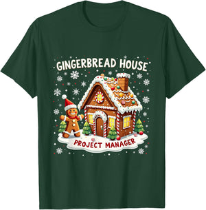 Merry Christmas Gingerbread House Project Manager Design T-Shirt - T-Shirt | Forest