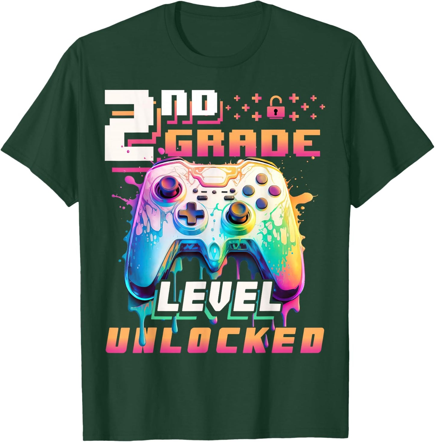 Back to School 2nd Grade Boys Gamer First Day School Level T-Shirt - T-Shirt | Forest