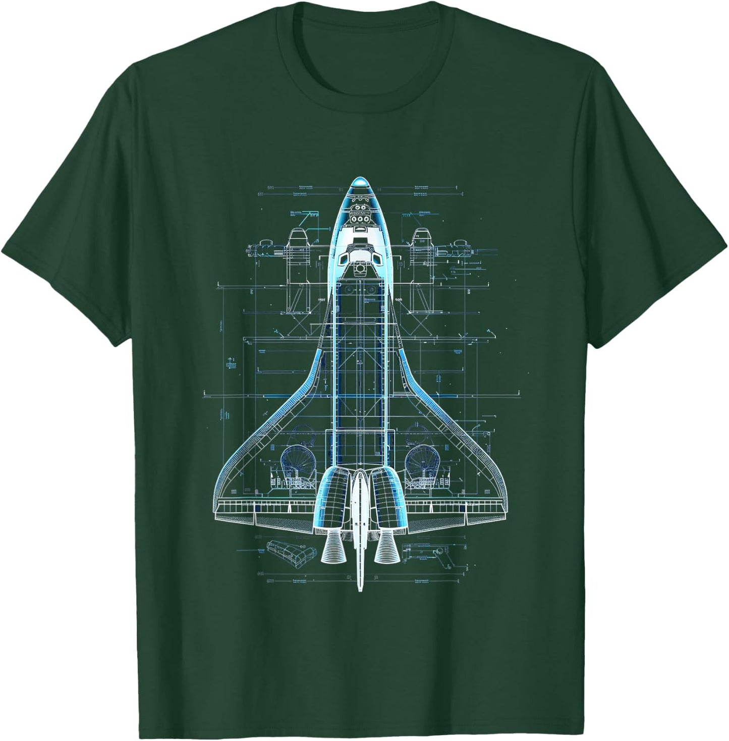 Space Shuttle Blueprint T-Shirt - T-Shirt | Forest