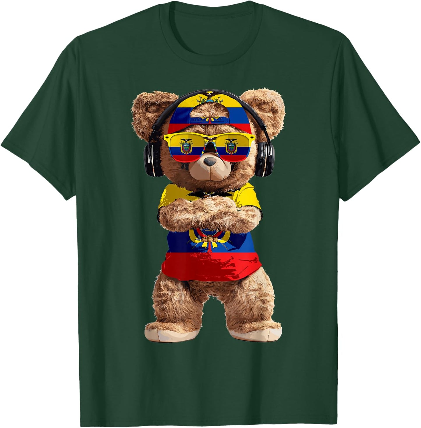 Ecuador Flag Souvenirs Bear Outfit Products Ecuadorian T-Shirt - T-Shirt | Forest