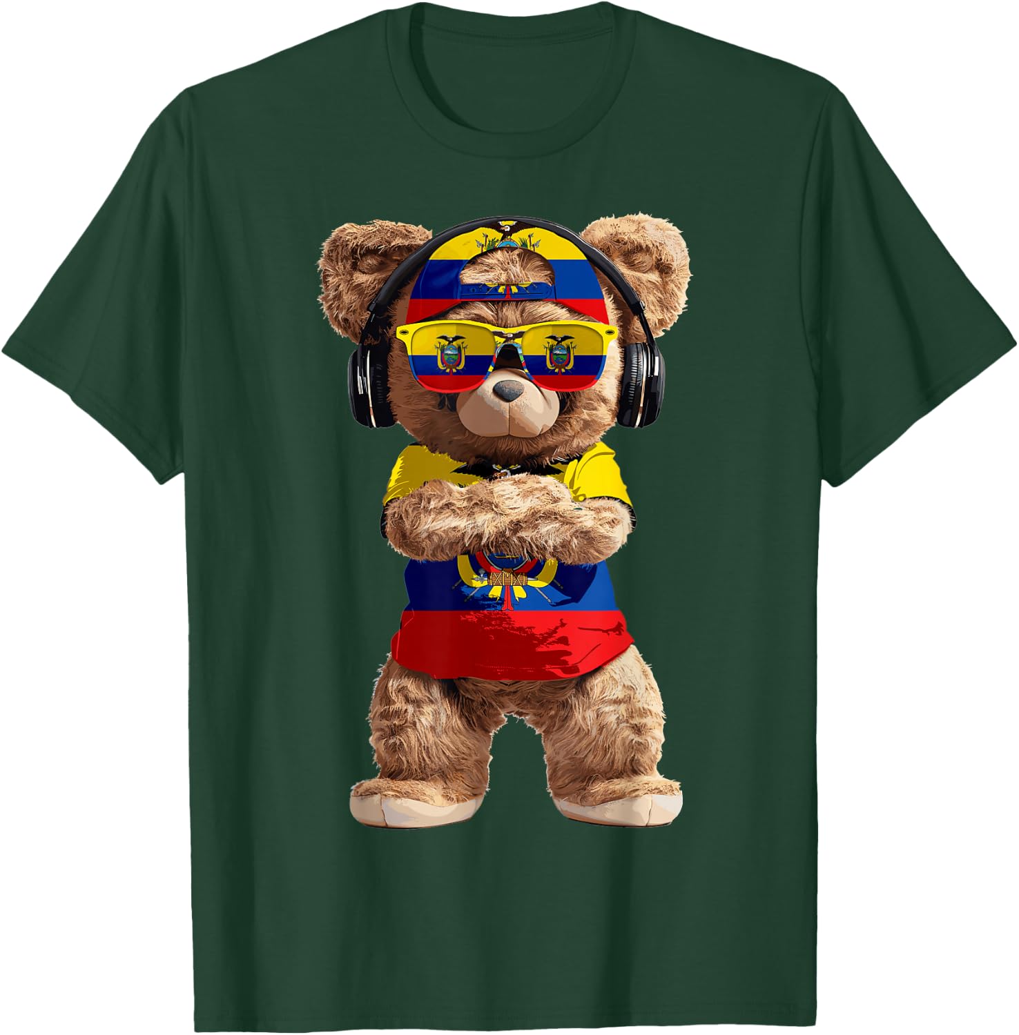 Ecuador Flag Souvenirs Bear Outfit Products Ecuadorian T-Shirt - T-Shirt | Forest