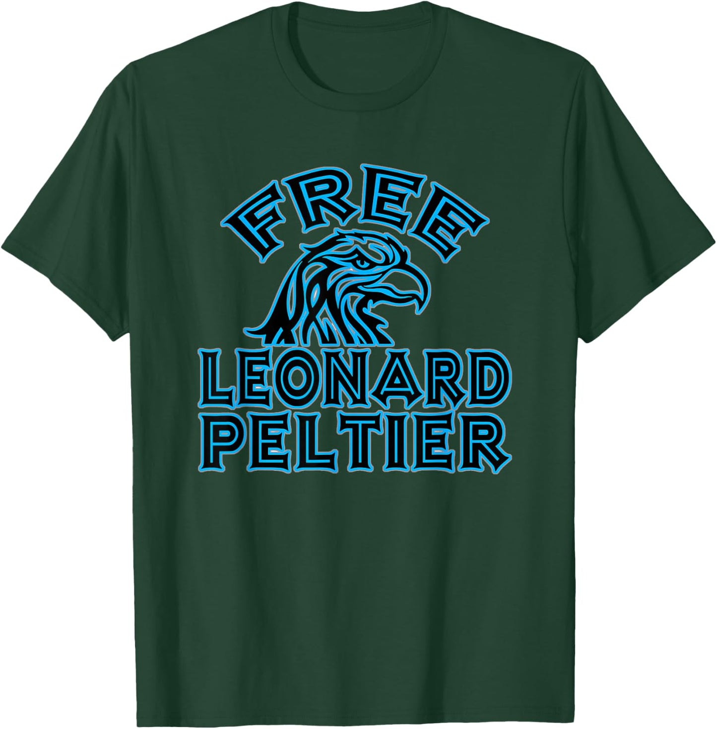 Mabanda Superific Teez FREE LEONARD PELTIER Eagle Natives Yellowstone Adult Modern Casual Custom Print - Black, Small T-Shirt - T-Shirt | Forest