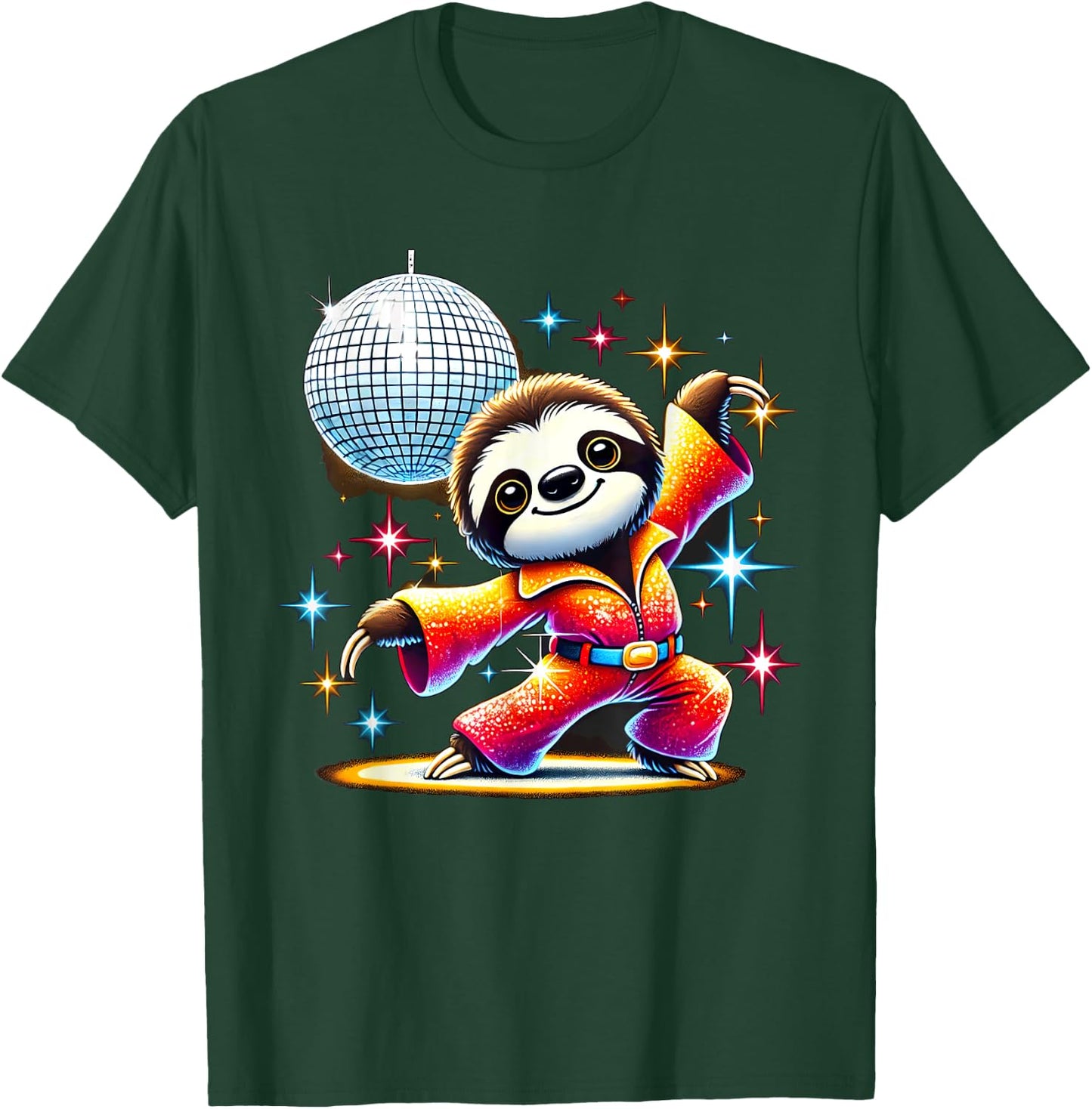 Aesthetic Sloth Disco T-Shirt - T-Shirt | Forest