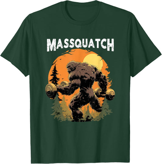 Hairy Animal Workout Merch Bigfoot Massquatch Funny Sasquatch Workout Gym Weightlifter T-Shirt - T-Shirt | Forest