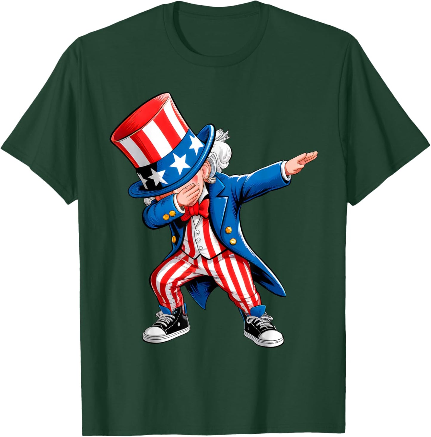 Dabbing Uncle Sam 4th of July Kids Boys Men Funny Dab Dance T-Shirt - T-Shirt | Forest