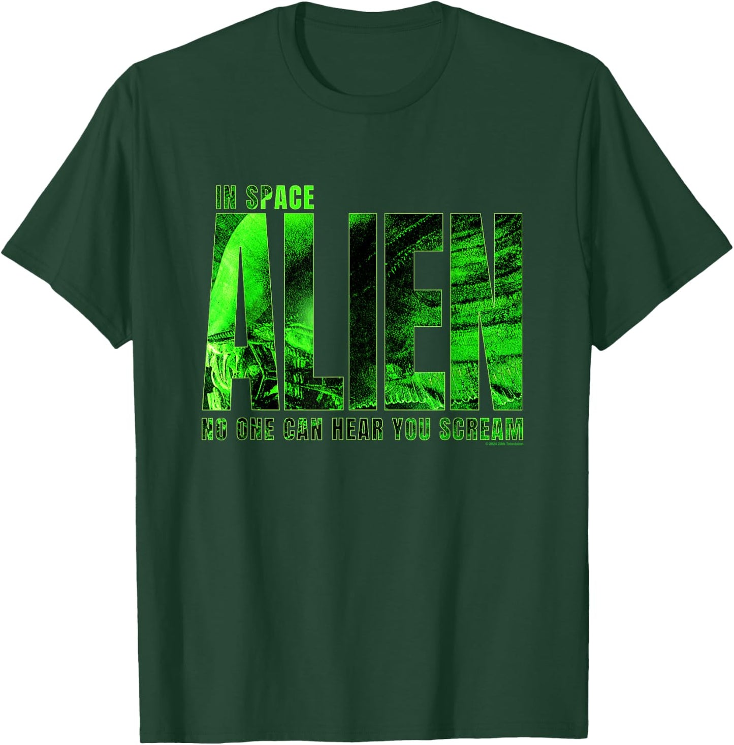 Aliens In Space No One Can Hear You Scream Chest Text Logo T-Shirt - T-Shirt | Forest