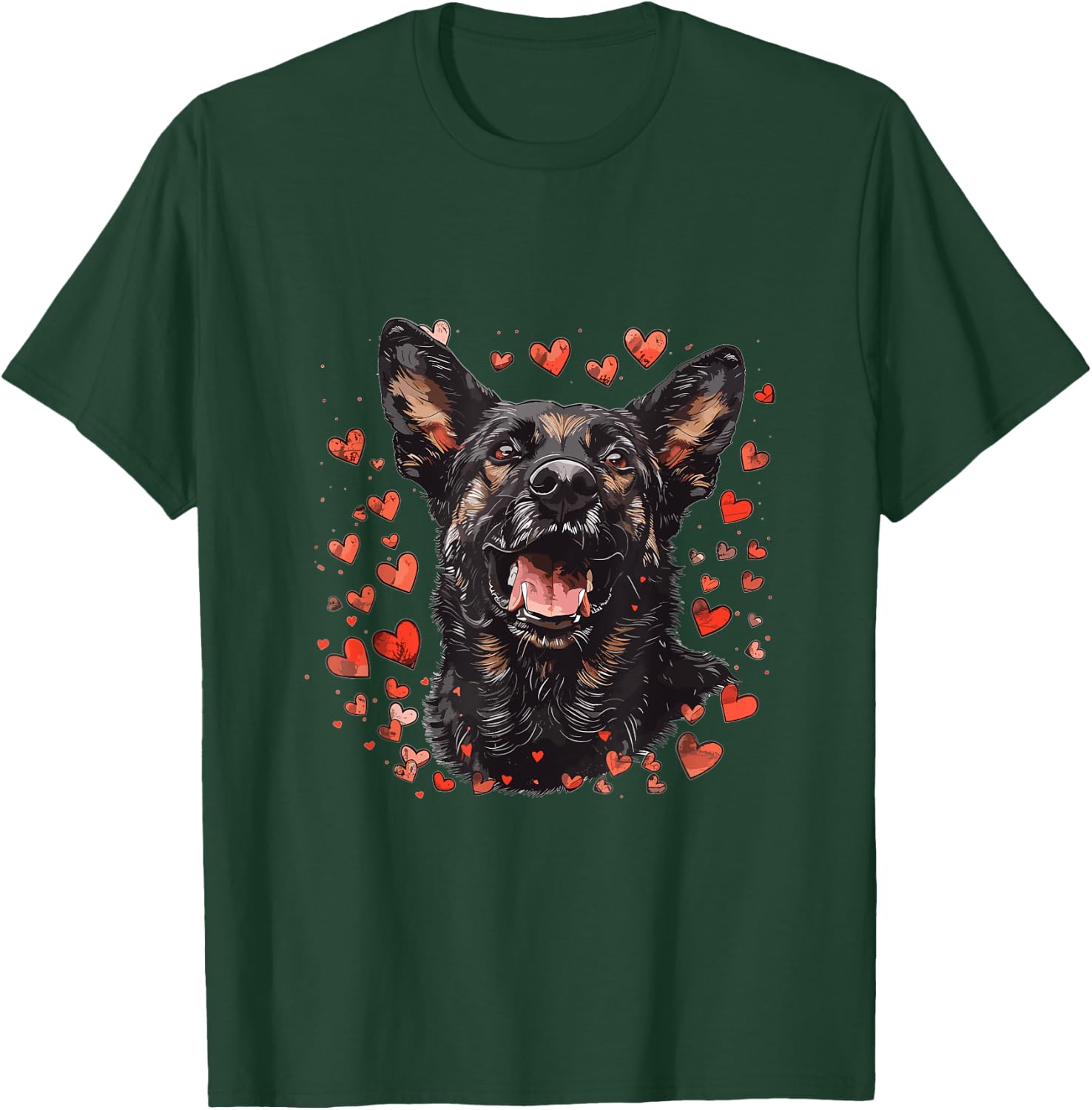 Dutch Shepherd Hearts Dog Breed Graphic Women Kids T-Shirt - T-Shirt | Forest