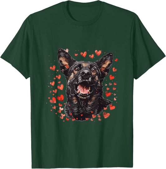 Dutch Shepherd Hearts Dog Breed Graphic Women Kids T-Shirt - T-Shirt | Forest